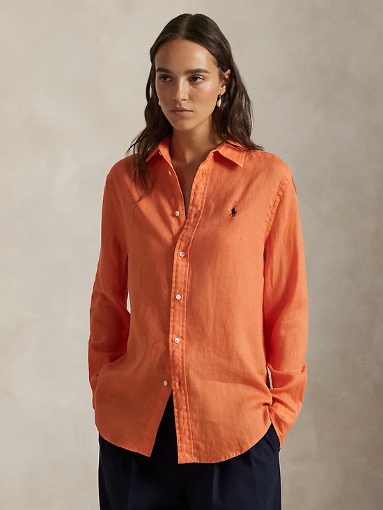 Polo Ralph Lauren Tops - Polo Classic Fit Linen Shirt - True Orange